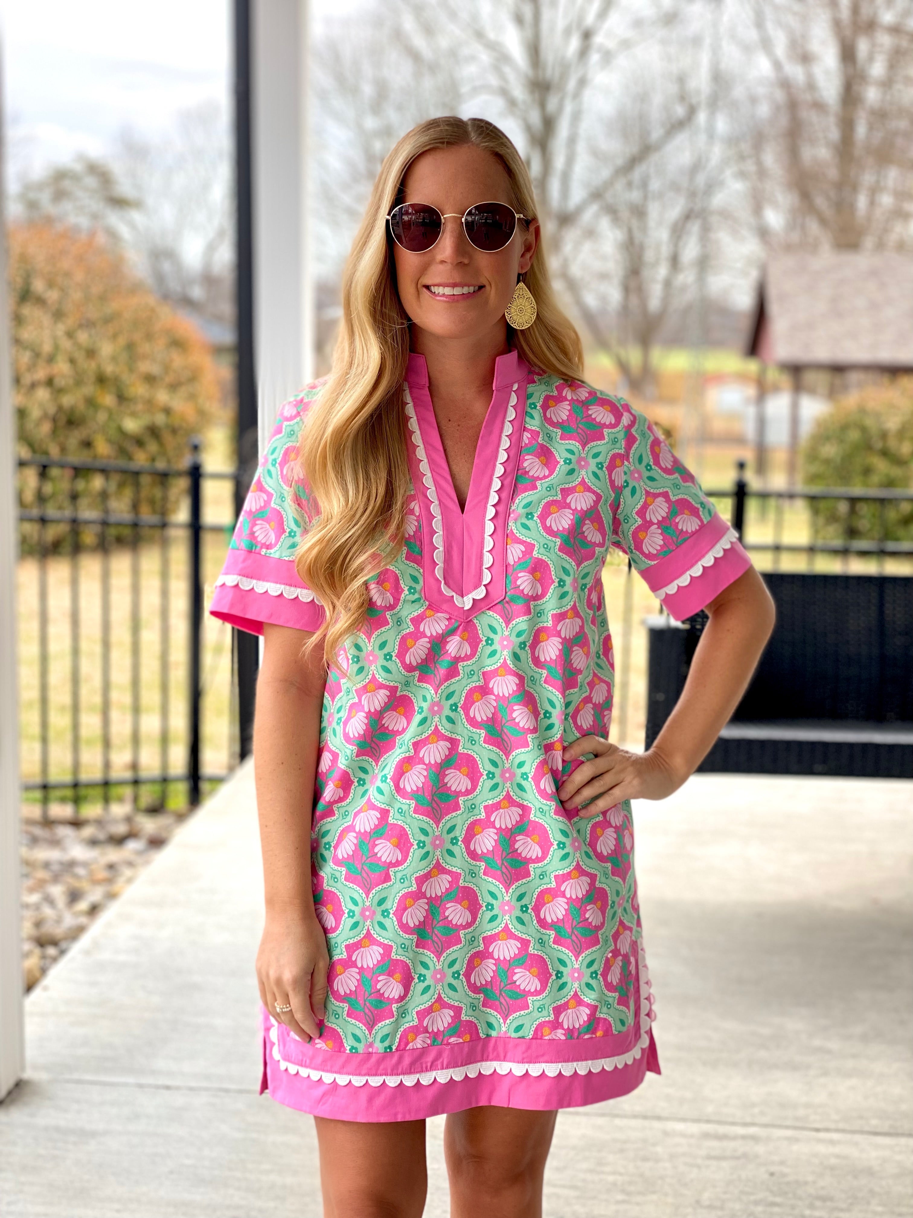 pink floral shift dress Nathalie Shift Dress- Pink Floral