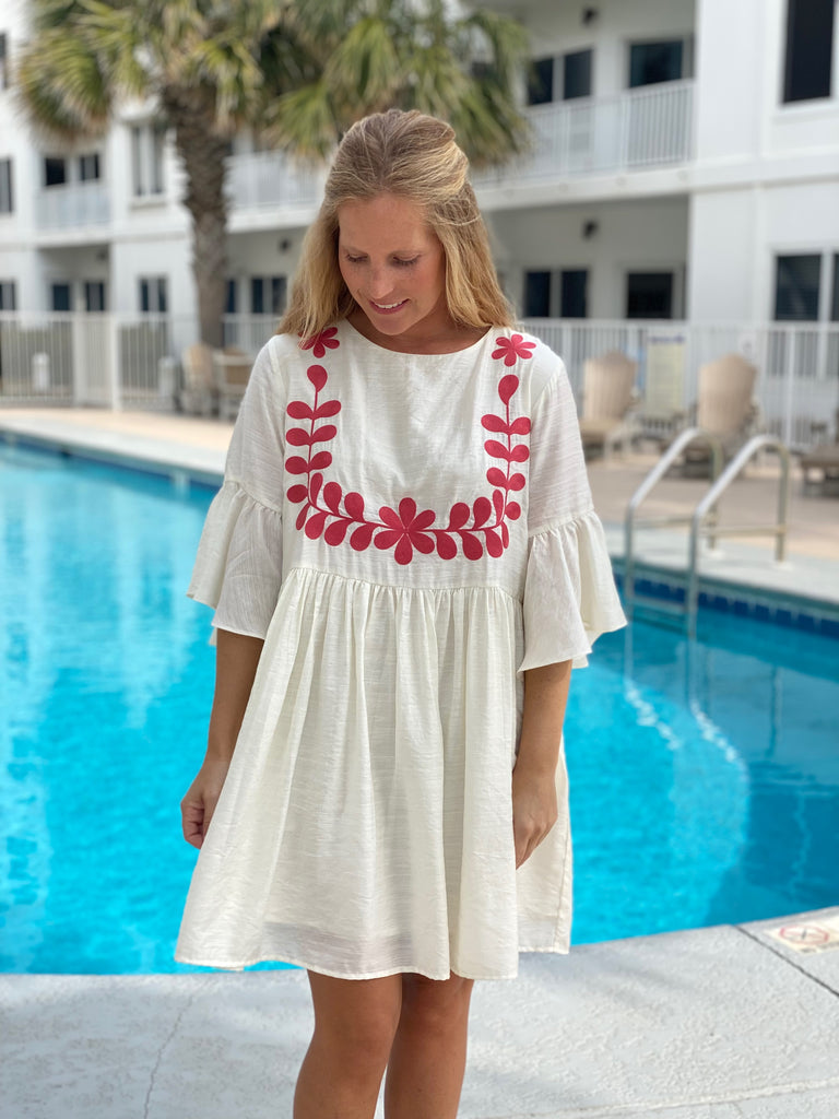 embroidered babydoll dress Marci Embroidered Mini Babydoll Dress No. 14