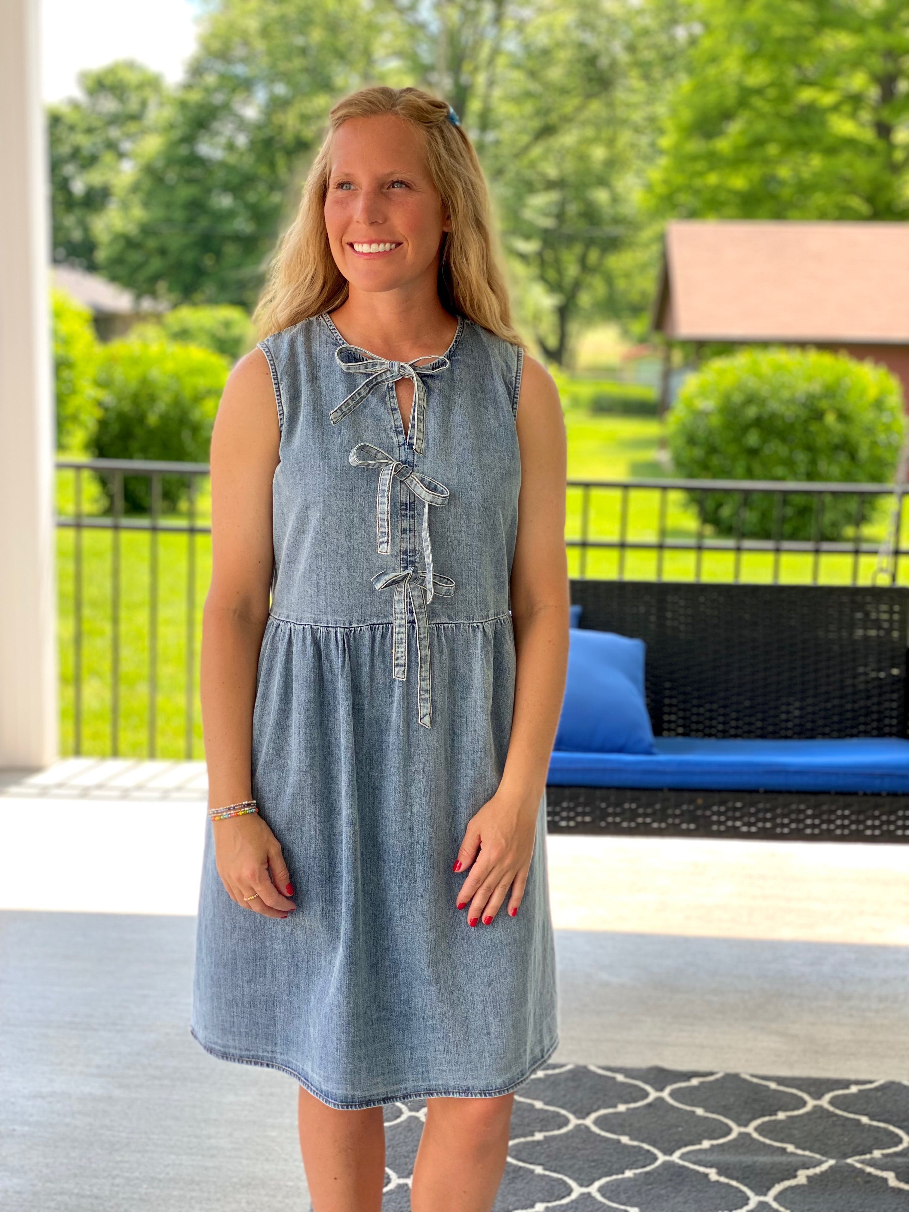 Bow Denim Dress