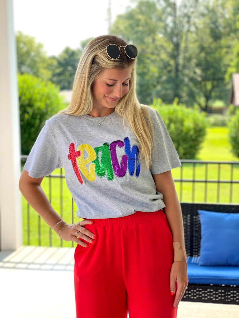 Sequin Teach Tee