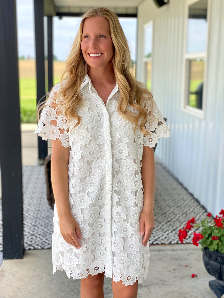 White Floral Lace Dress | Bonnie Rae Boutique White Floral Lace Dress | Bonnie Rae Boutique