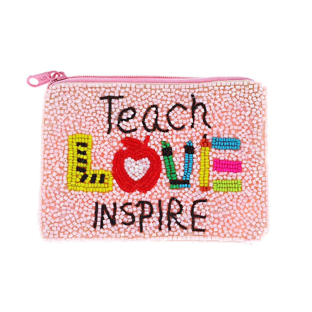 Teach Love Inspire Beaded Coin Bag