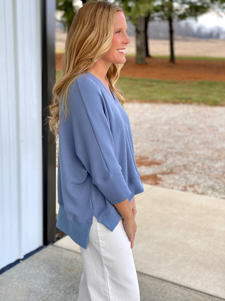 Comfy Courtney Top Steel Blue