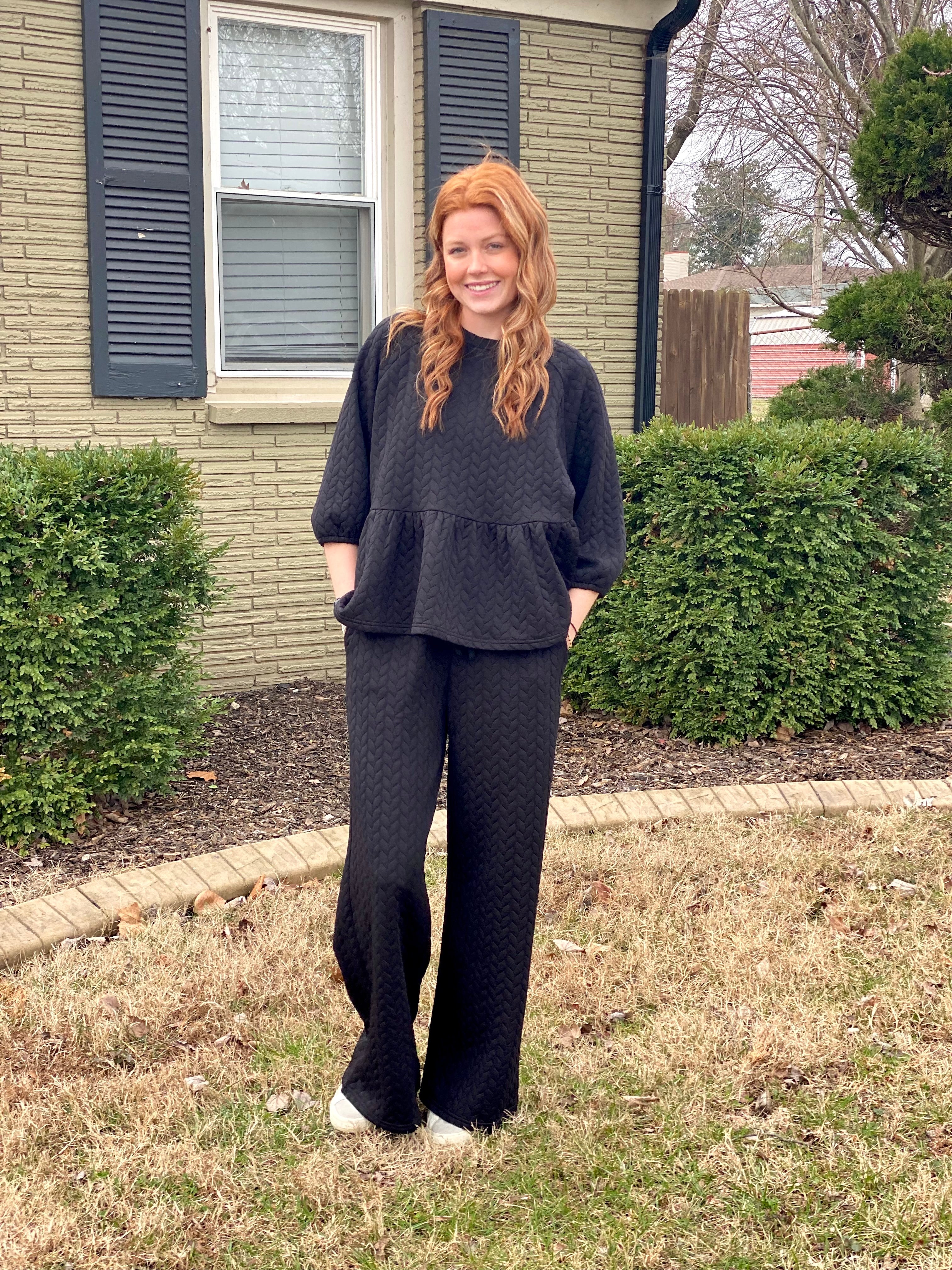 Black Quilted Peplum Top | Bonnie Rae Boutique