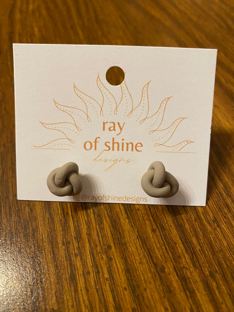 Taupe Knotted Stud Earrings
