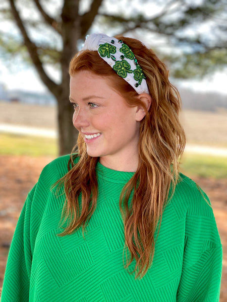 White shamrock ☘️ Embellished headband nwt Green_Silver_Shamrock_St_Patri  main image 2