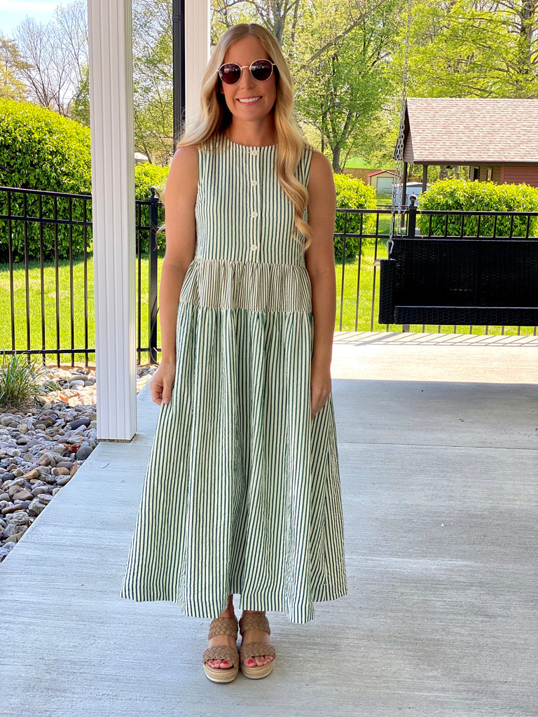 green smocked dress Striped Short Mint Green Lace to for easy Unavailable Color:Dark-Hunter-Green
