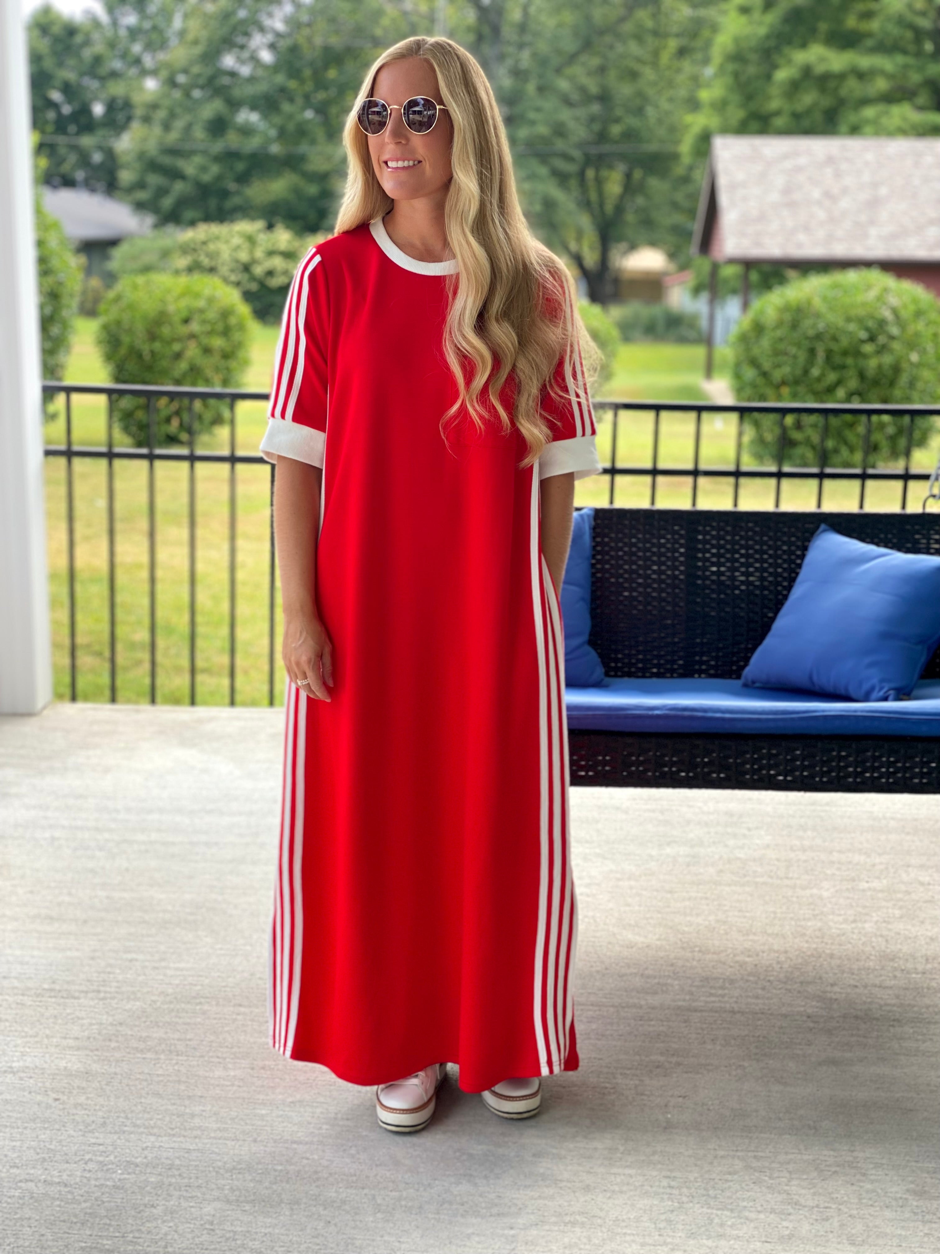Red Sporty Maxi Dress