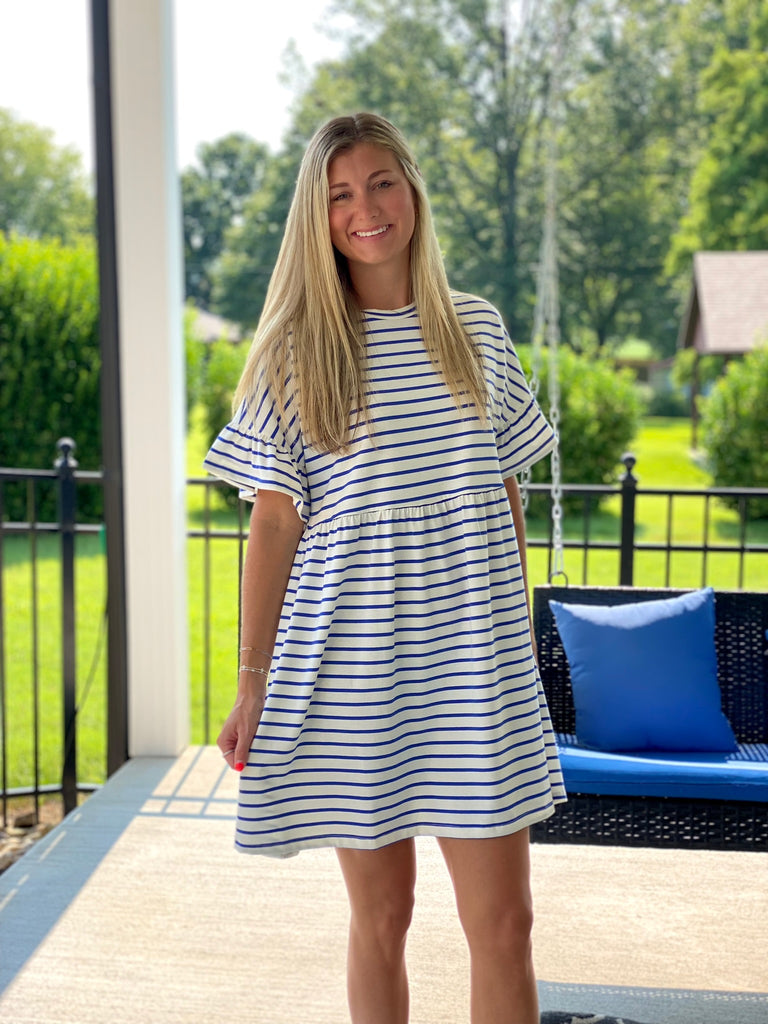 Royal Stripe Babydoll Dress Royal Stripe Babydoll Dress