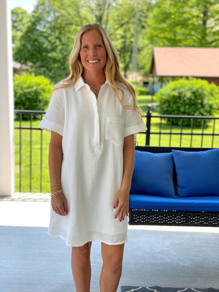 White Cotton Gauze Easy Dress | Bonnie Rae Boutique White Cotton Gauze Easy Dress | Bonnie Rae Boutique