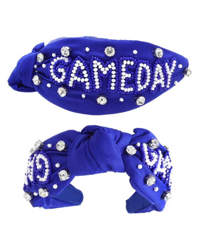Blue Gameday Beaded Headband