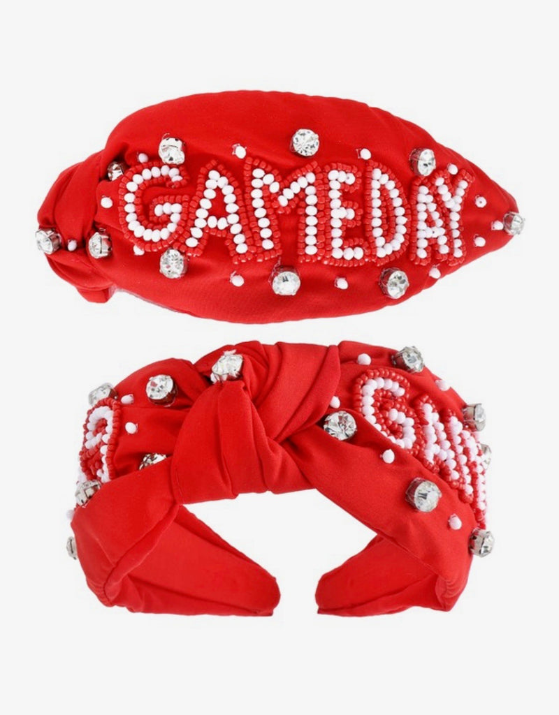 Red/White Gameday Beaded Headband