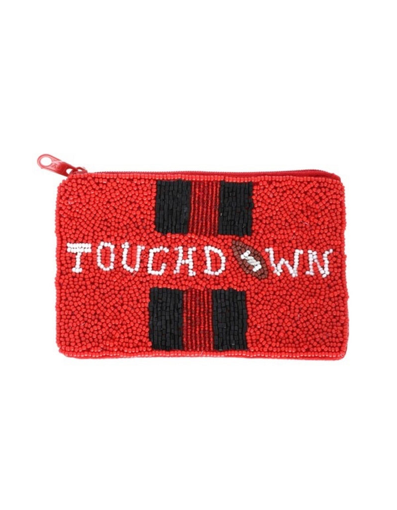 Red/Black Touchdown Beaded Coin Bag