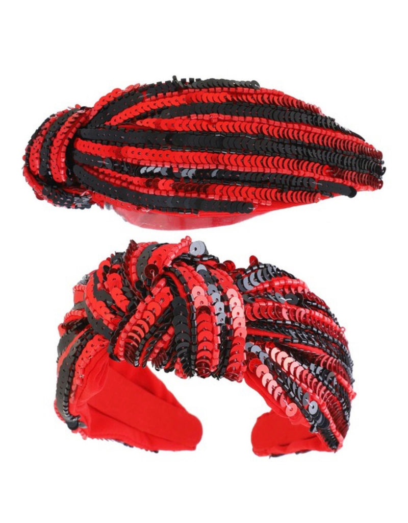 Red/Black Sequin Stripe Headband