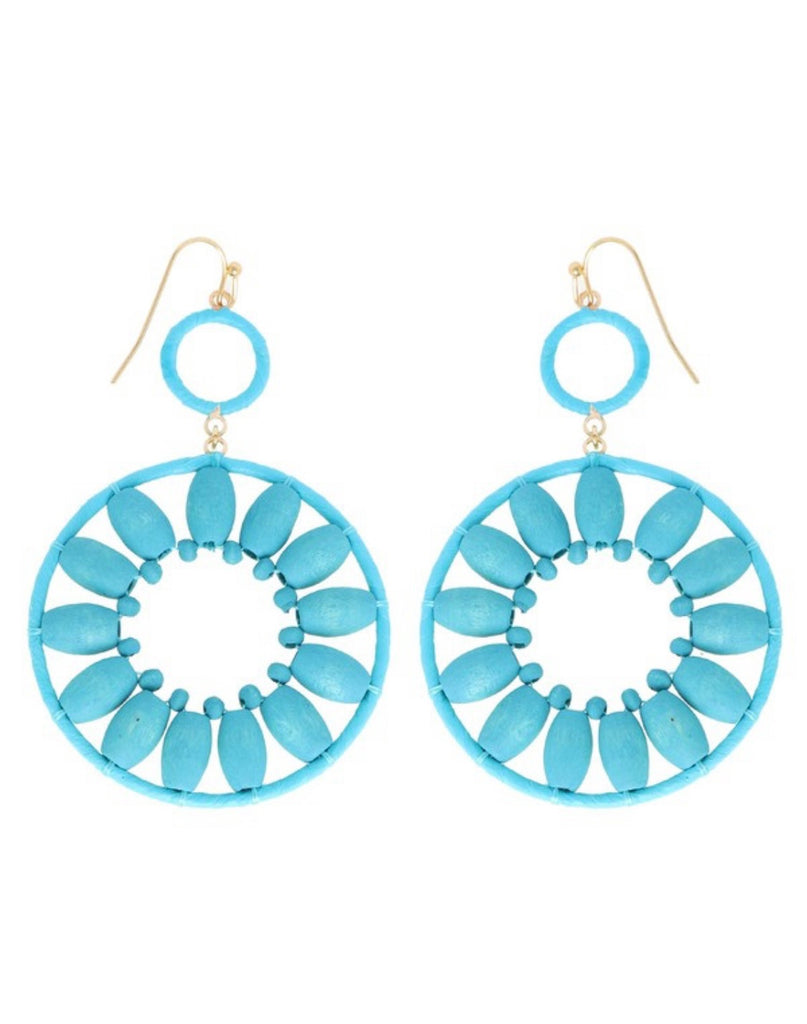2 Tier Wooden Daisy Earring Turquoise