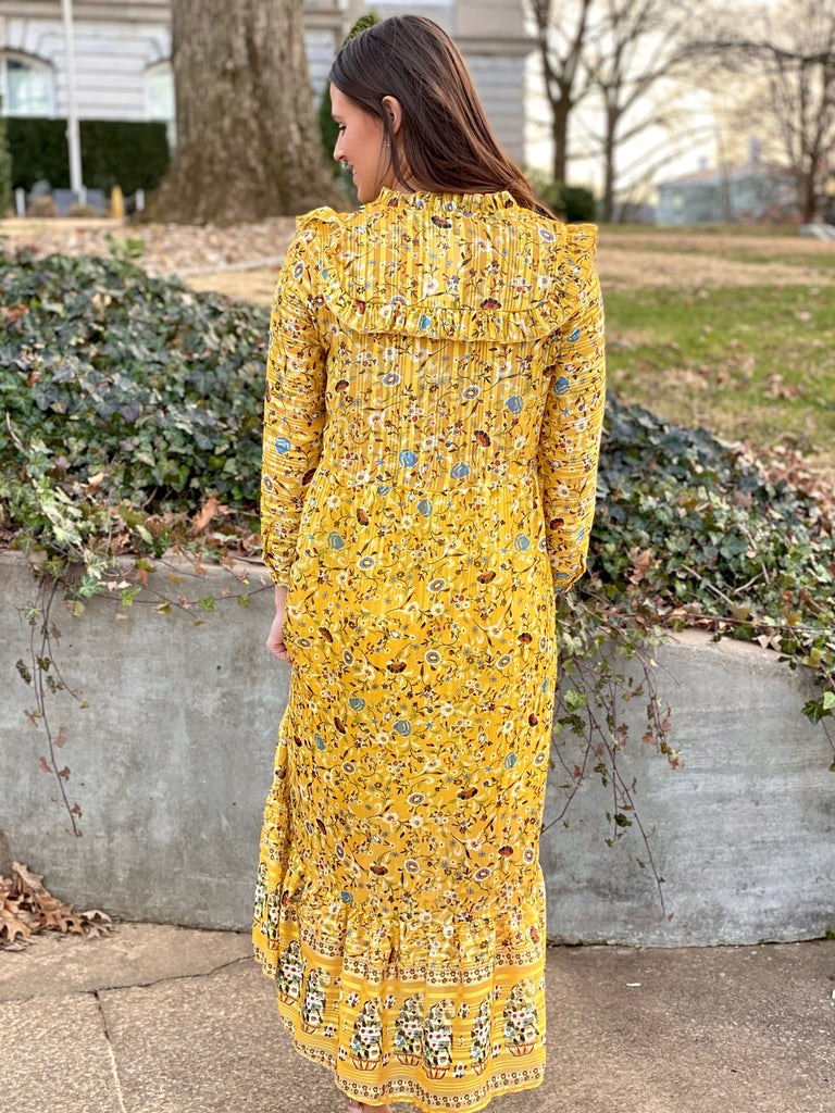 Floral Feelings Mustard Maxi Dress