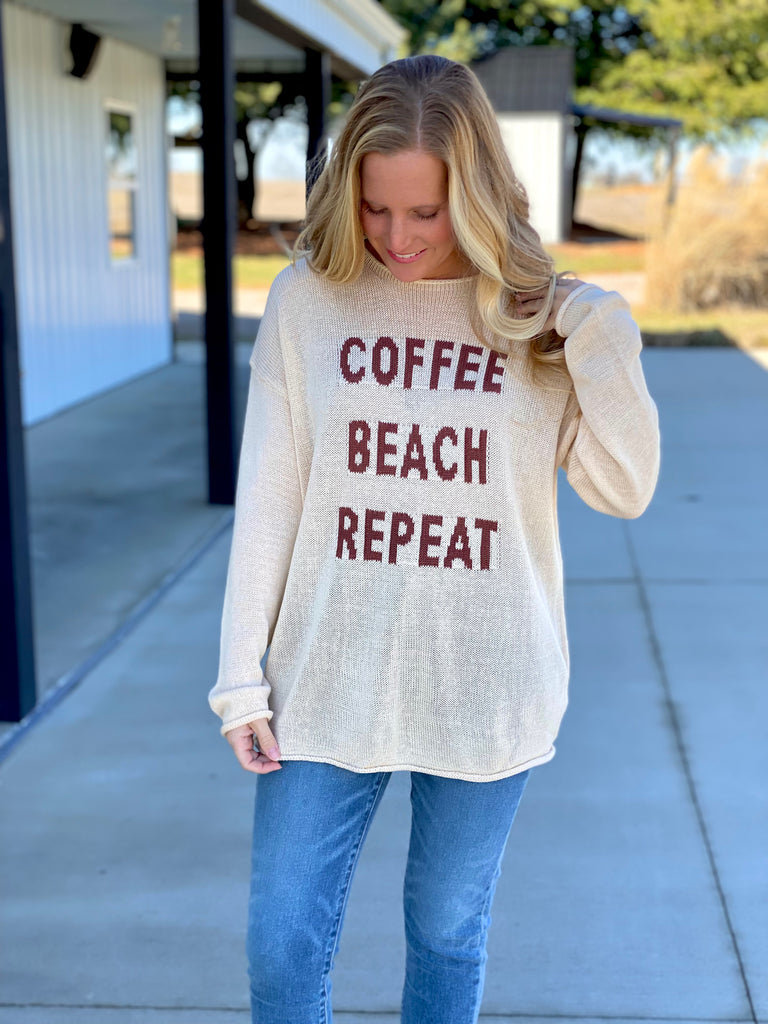 Coffee, Beach, Repeat Sweater