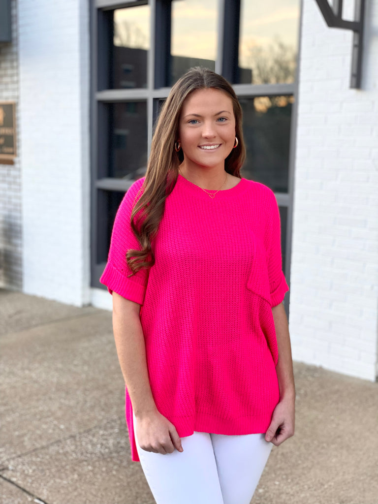 Pretty In Pink Short Sleeve Sweater