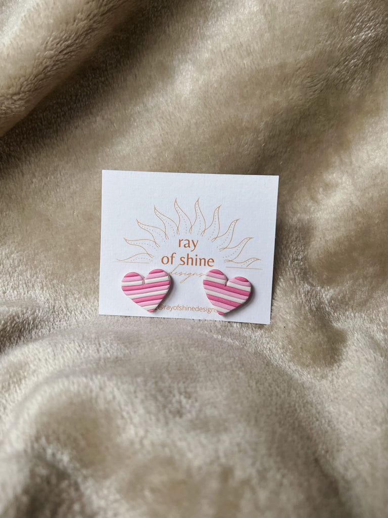 Pink Ombre Heart Post Earrings