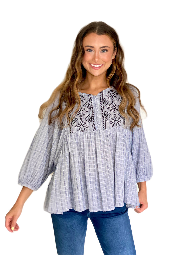 Blue Bell Embroidered Top